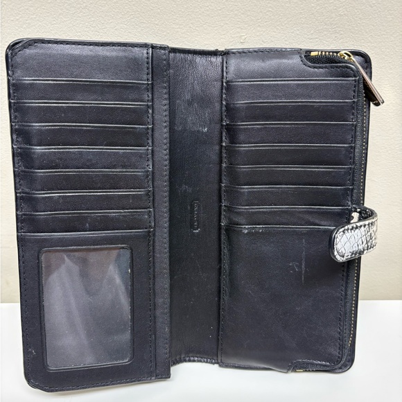 Coach Black and White Snakeskin Pattern Leather Wallet - Picture 5 of 6
